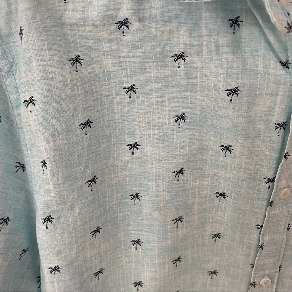 Denim & Flower Sky Blue Palm Tree Shirt‎ Preppy Palm Trees Beach Wear Spring - Picture 7 of 9